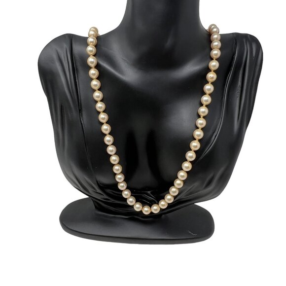 Faux Pearl Necklace Individually Knotted Decorative Clasp Vintage 24" - Picture 1 of 5